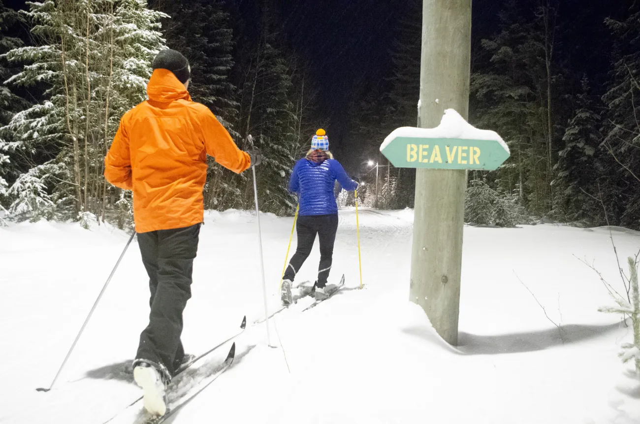 Murray Ridge cross-country skiing at night